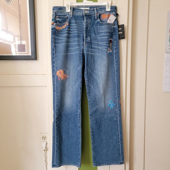 MOTHER The Rambler Sneak Embroidered Jeans 33" NWT - Picture 11 of 14